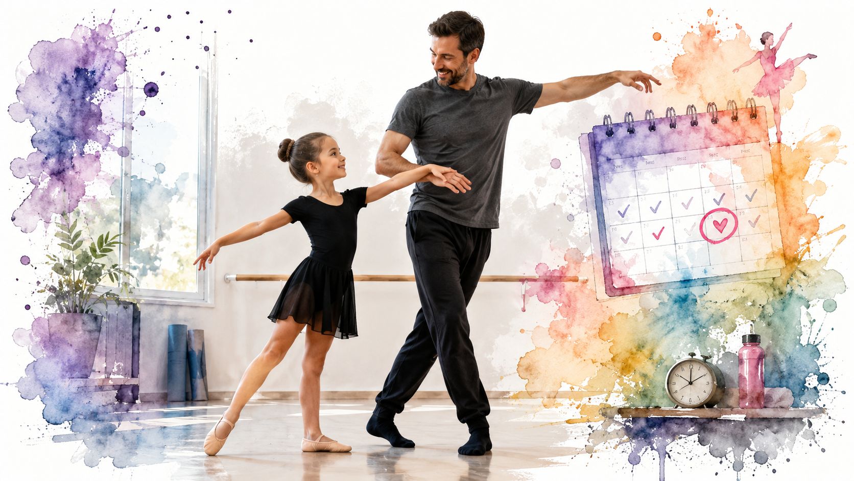 fatherdaughterdancestepsballetpractice